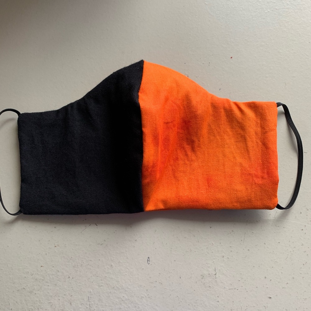Half Black & Orange Handmade Mask